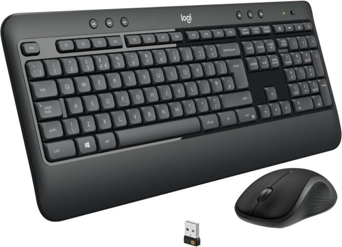 Logitech MK540 Wireless Keyboard and Mouse Combo for Windows, 2.4 GHz Wireless with Unifying USB-Receiver, Wireless Mouse, Multimedia Hot Keys, 3-Year Battery Life, PC/Laptop – Black