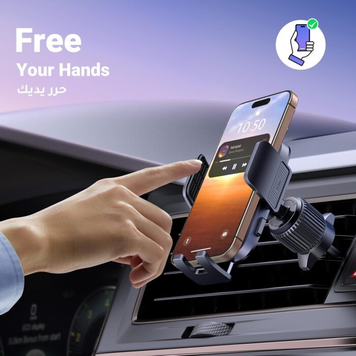 UGREEN Car Phone Holder Car Mount, [Upgraded 4-in-1 Dashboard/Air Vent/Windscreen], [One-button Release], Metal Hook Mobile Holder, Fit for iPhone 16/15/14, Samsung S25/24/23, 4.7-7.2" Accessories - Image 7