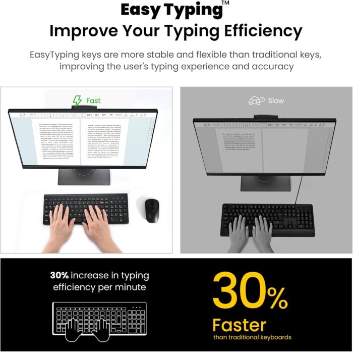 cimetech Wireless Keyboard and Mouse, EasyTyping KF10 Laptop Keyboard with High-end Technology, Say Goodbye to Typing Trouble - Type with Ease and Double Efficiency - Black - Image 3