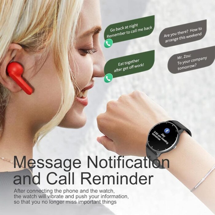 Smartwatch with Answer/Make Calls - 1.28" Smart Watch for Men Women, Ultra-thin Design, Fitness Tracker, activity tracker, Compatible with Android & iOS (Black) - Image 2