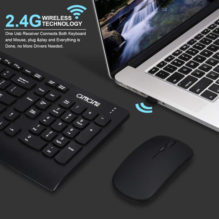 CHONCHOW Wireless Keyboard and Mouse Combo, 2.4GHz Portable Rechargeable Keyboard and Mouse,Ultra-Thin 3 Levels Mice for for Computer PC Laptop Desktop Windows Mac Notebook (Black,local) - Image 5