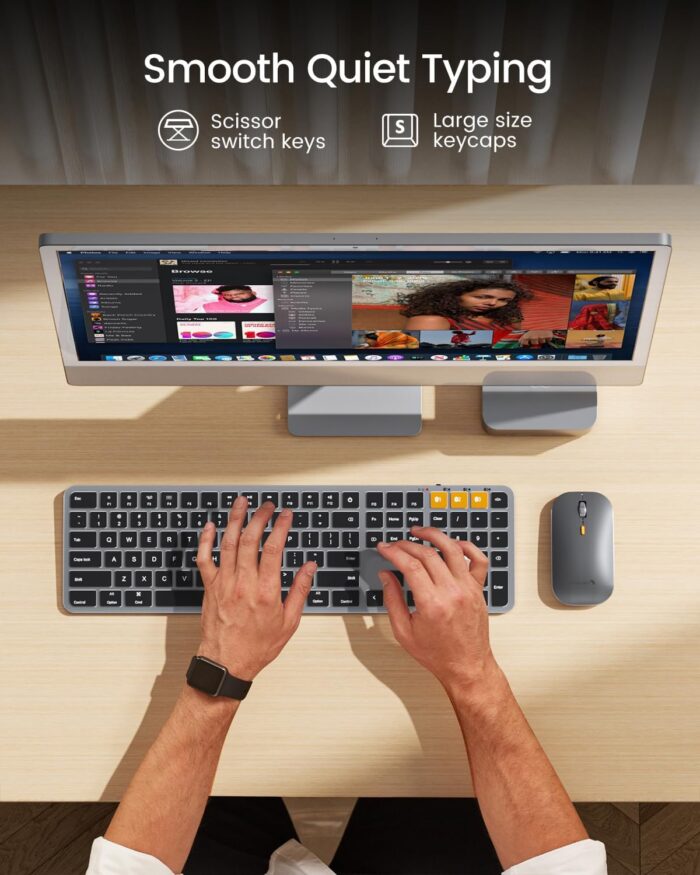 ProtoArc Backlit Bluetooth Keyboard and Mouse for Mac, KM100-A Full Size Wireless Keyboard Mouse for Mac, Multi-Device Rechargeable for MacBook Pro/Air, iPhone, iPad, Space Gray - Image 4