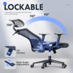 FLEXISPOT Ergonomic Office Chair, High Back Swivel Computer Chair, Home Office Desk Chairs with Wheels Lumbar Support, 2D Headrest/Adjustable Back Support/Heavy Duty Base, Mesh Seat Cushion, Gray - Image 7