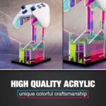 NiHome Iridescent Acrylic 2-Tier Universal Game Controller Headset Holder Stand for PS5 Xbox ONE Switch Colorful Controller Stand Gaming Accessories Anti-Slip Stable Acrylic Clear Headphone Holder - Image 5