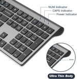 cimetech Rechargeable Wireless Keyboard and Mouse, 2.4G USB Full Size Keyboard Mouse Combo for Mac, Windows, Laptop, Computer - Grey - Image 4