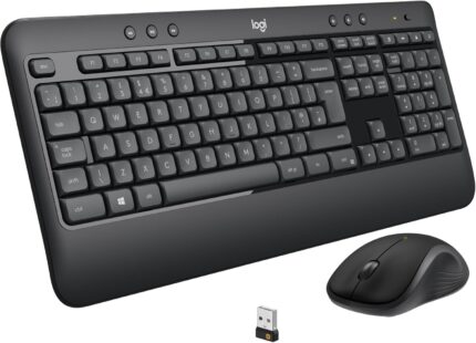 Logitech MK540 Advanced Wireless Keyboard and Mouse Combo for Windows, 2.4 GHz Unifying USB-Receiver, Multimedia Hotkeys, 3-Year Battery Life, for PC, Laptop, Arabic Layout – Black