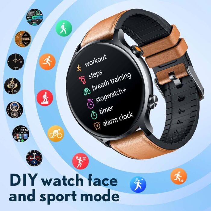 Smartwatch, Fitness Watch, Bluetooth Calling - 1.39 inch Men's Smartwatch with Heart Rate Oxygen Blood Pressure, Sleep Monitor, 114 Sports Modes, Pedometer, Activity Tracker, Compatible with Android - Image 5