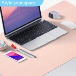Sky-Touch Desk Pad Leather Computer Mouse Pad Office Desk Mat Extended Gaming Mouse Pad, Non-Slip Waterproof Dual-Side Use Desk Mat Protector 80 x 40cm, (Pink/White) - Image 4
