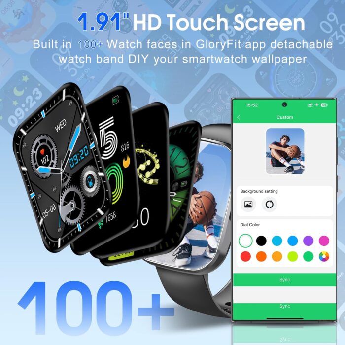 Csasan Smart Watch, 1.91" HD Screen Smartwatch for Men Women, IP68 Waterproof Activity Trackers for Android iOS - Image 2