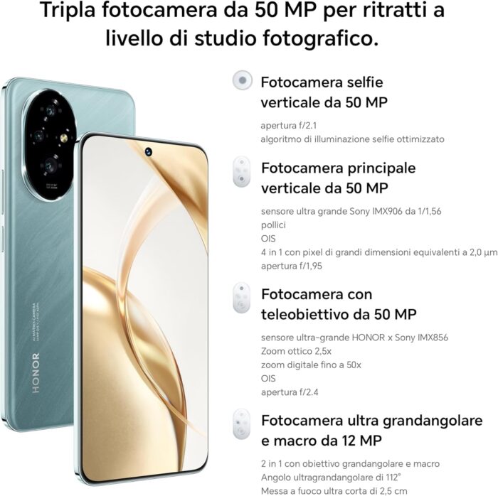 HONOR 200 5G Smartphone | 512GB ROM + 12GB RAM | 6.7" 120Hz OLED Display | 50MP Triple Camera | Snapdragon 7 Gen 3 | 5200mAh Battery | 100W Fast Charging | Dual SIM + eSIM | Android 14 (Emerald Green) - Image 3