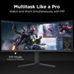 KOORUI 34-inch Curved Ultrawide WQHD 3440×1440 Gaming Monitor, 165Hz 1000R- PIP/PBP, 1ms(MPRT), HDR400, DCI-P3 95%, FreeSync Premium, 1 x DP 1.4 & 2 x HDMI 2.0, Tilt Height Swivel Adjustment, 34E6UC - Image 5