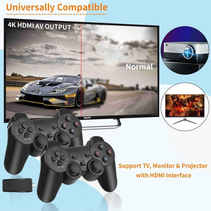 YU WELL Wireless Retro Game Console, Plug & Play Video TV Game Stick With 10000+ Games Built-in, 9 Emulators, 4K HDMI Output for TV with Dual 2.4G Wireless Controllers - Image 4