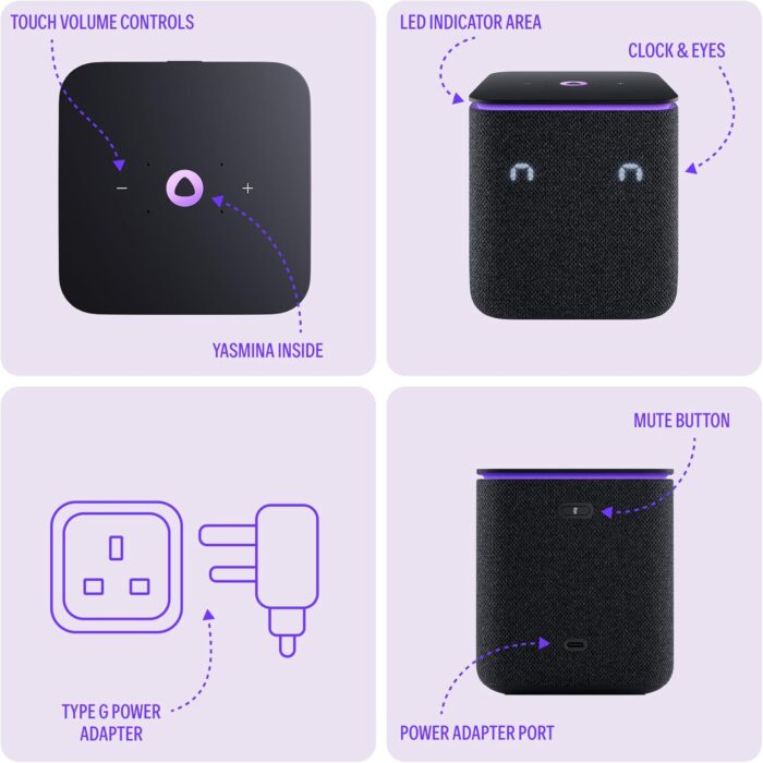 Yango Yasmina Midi | Smart AI Speaker | Premium Sound, Deep Bass & Stereo Pairing | Speaks English, Arabic | YangoPlay gift unlimited Movies, Series, Music, Quran | kids teacher & translator | Black - Image 4
