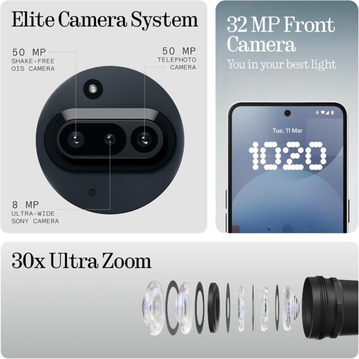 Nothing Phone (3a) 128 GB - mobile phone with 32 MP front camera, 30x ultra zoom, 50W fast charging and 6.77" FHD+ flexible AMOLED display - Black - Image 5