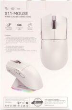 ATTACK SHARK X11 Gaming Mouse with Magnetic Charging Dock, PixArt PAW3311 Gaming Sensor, BT/2.4G Wireless/Wired Gaming Mouse, 22000DPI, Office Mice Gamer Mice for Win11/Xbox/PS/Mac(White) - Image 11