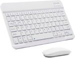 Xukinroy Ultra-Slim Bluetooth Keyboard and Mouse Combo Rechargeable Portable Wireless Keyboard Mouse Set for Apple iPad iPhone iOS 13 and Above Samsung Tablet Phone Smartphone Android Windows (White)