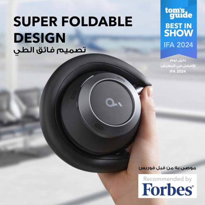 soundcore Space One Pro by Anker, Adaptive Active Noise Cancelling Headphones, Super Foldable Design, 60H Lossless Audio, Ultra-Fast Charging, Hi-Res Wireless Audio with LDAC, Comfortable Fit - Image 2