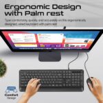 Promate Wired Keyboard and Mouse Combo, Ergonomic Slim Full-Size Quiet Keyboard with 2400 DPI Mouse, Palm Rest, Angled Kickstand and Anti-Slip Silicone Grip for iMac, MacBook Pro, Dell, COMBO-CM5.E/A - Image 4
