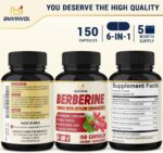 Berberine Supplement Equivalent to 4700mg - 5 Months Supply - High Potency with Ceylon Cinnamon - Supports Immune System, Cardiovascular & Gastrointestinal Function - Berberine HCl Supplement Pills - Image 7