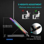 TopMate C11 Laptop Cooling Pad RGB Gaming Notebook Cooler, Laptop Fan Stand Adjustable Height with 6 Quiet Fans and Phone Holder, Computer Chill Mat, for 15.6-17.3 Inch Laptops - Blue LED Light - Image 3