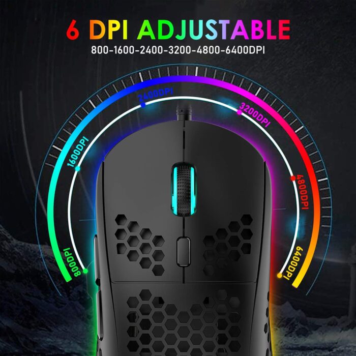 FELICON Gaming Keyboard and Mouse Combo,88 Keys Compact Rainbow Backlit Mechanical Feel Keyboard,RGB Backlit 6400 DPI Lightweight Gaming Mouse with Honeycomb Shell for Windows PC Gamers (Black) - Image 6
