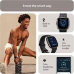 Fitbit Versa 4 Fitness Smartwatch with Daily Readiness, GPS, 24/7 Heart Rate, 40+ Exercise Modes, Sleep Tracking and more, Black/Graphite, One Size (S & L Bands Included) Bluetooth - Image 2