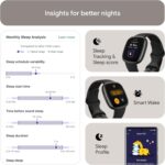 Fitbit Versa 4 Fitness Smartwatch with Daily Readiness, GPS, 24/7 Heart Rate, 40+ Exercise Modes, Sleep Tracking and more, Black/Graphite, One Size (S & L Bands Included) Bluetooth - Image 3