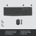 Logitech MK235 Wireless Keyboard and Mouse Combo for Windows, 2.4 GHz Wireless with Unifying USB-Receiver, Wireless Mouse, 15 FN Keys, 3-Year Battery Life, PC/Laptop, Arabic/English Layout - Black - Image 6