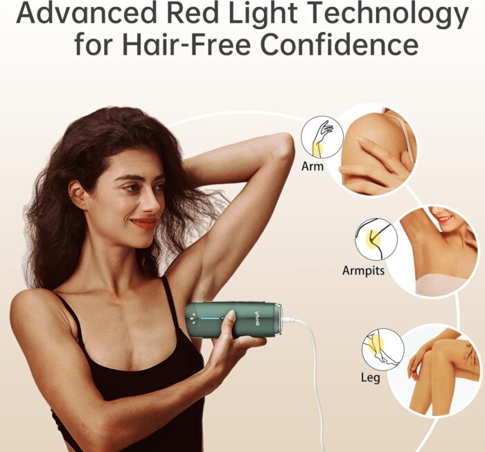 Amifiy Ice Cooling IPL Home Use Hair Removal Device, Laser Hair Removal Machine Painless Epilator for Women Men, 3 Energy Levels & 2 Modes, Face Body Use with Razor & Glasses - Image 4