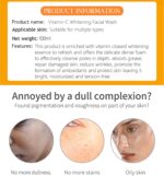 DISAAR Beauty Skincare Vitamin C Facial Wash Foam Hyaluronic Acid Berry Glutathione Moisturizing Cleaning Anti-Acne Oil Control Essence 100ml - Image 2