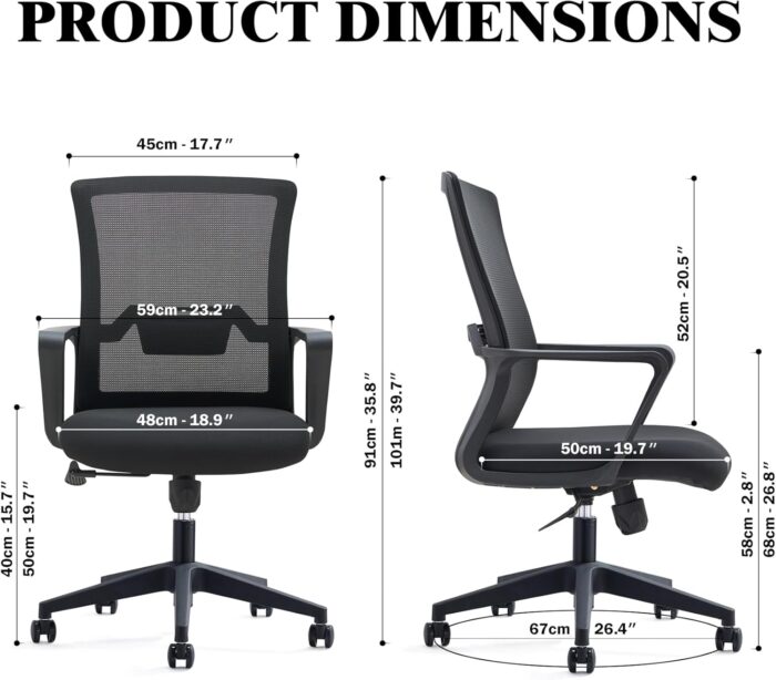 VOFFOV Office Chair for Home Desk Chair with Lumbar Support, 360° Swivel, Silent Rolling Wheels, Breathable Mesh Fabric, and Easy Assembly – Computer Chair Ideal for Home, Office - Image 3