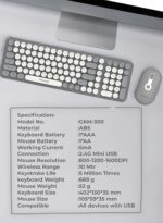 Green Lion GKM-300 Wireless Keyboard+Mouse, Multiple DPI Mouse, USB connectivity, 5M Keystrokes, 2.4G Mini USB, 10 M Range, Quiet Typing, Build in Plate - Gray - Image 3