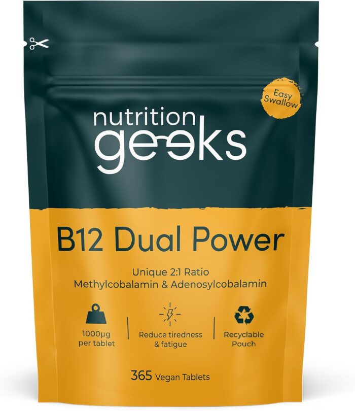 Vitamin B12 Tablets High Strength – 1 Year Supply (365 Tablets) – 1000mcg Dual Power B12 Vitamin Complex with Methylcobalamin & Adenosylcobalamin – Vegan Supplement – (Packaging Design May Vary)