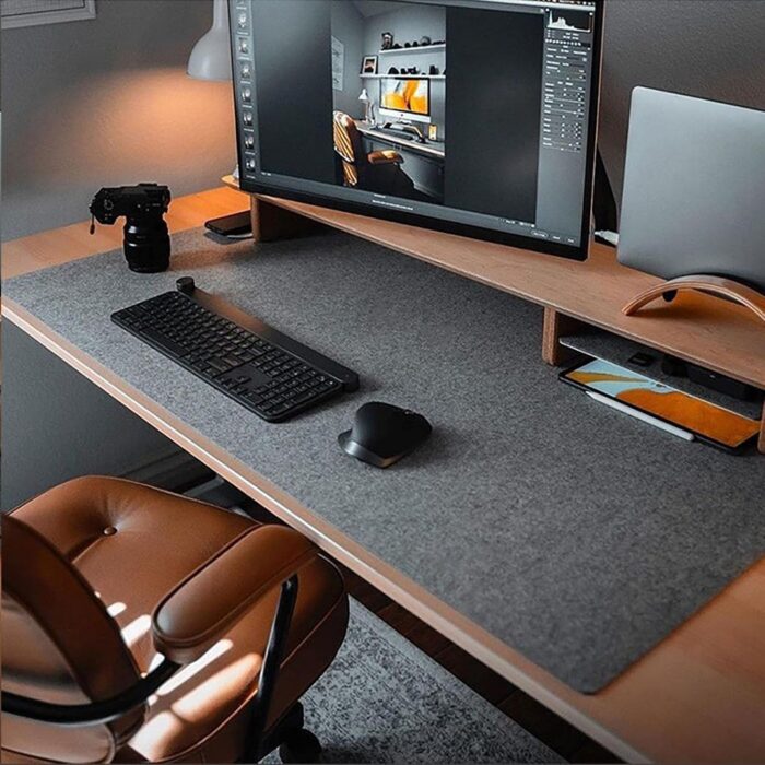 DAWNTREES Large Felt Desk Pad | Computer Mat for Desk(36x12Inches)|Desk Mat for Keyboard and Mouse|Dark Grey - Image 8