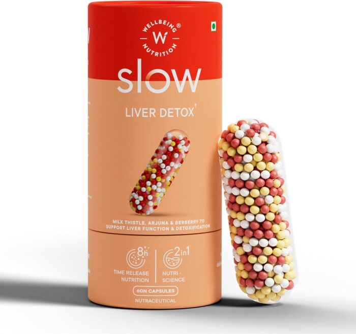 Wellbeing Nutrition Liver Detox Supplement | Clinically Proven Milk Thistle, Berberry + 6 Organic Herbs for Fatty Liver, Alcohol Detox, Liver Protection & Repair | 60 Delayed Release Veg Capsules