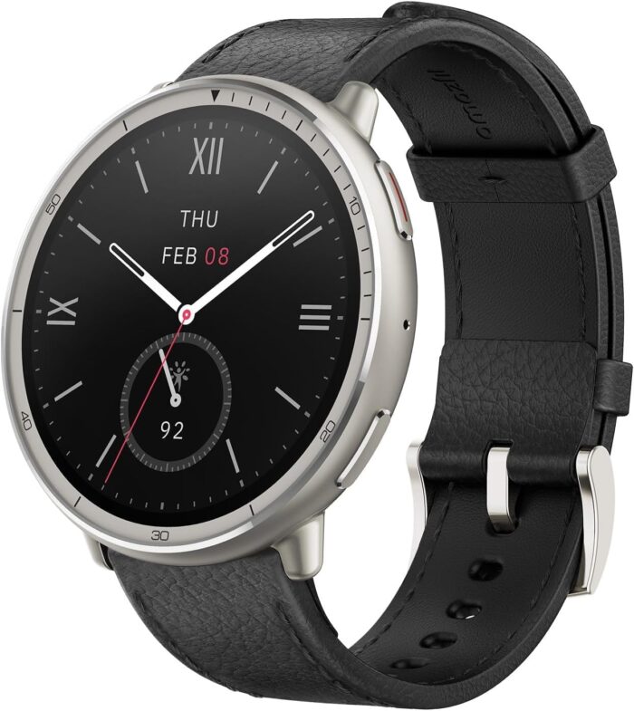 Active 2 premium version Smart Watch 44mm, 10 Day Battery, Fitness Tracker, Sleep Monitor, GPS Maps, 160+ Sport Modes,Water Resistant, Black Leather Premium Strap, With 2 straps leather & normal.
