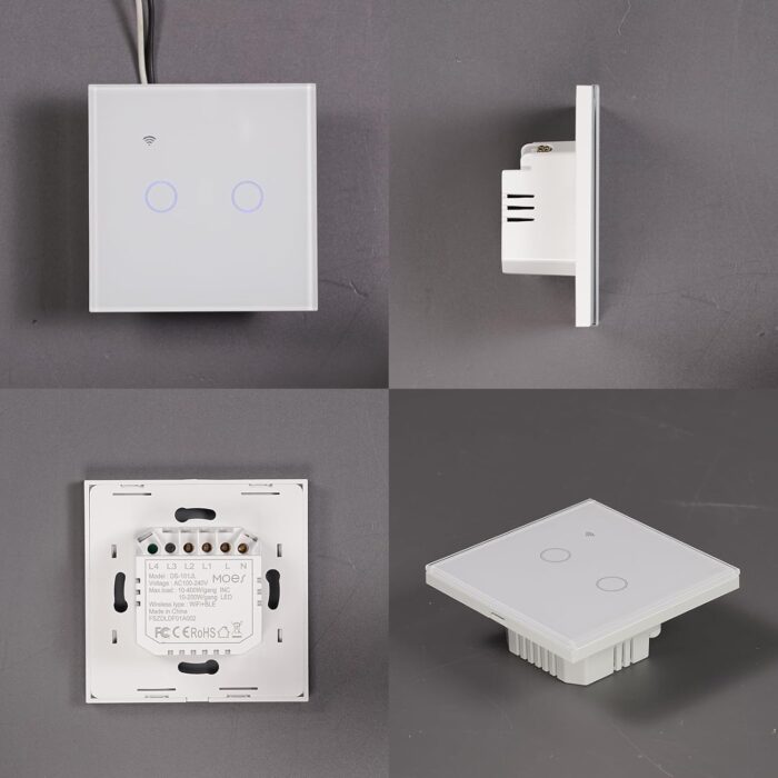 MOES Tuya WiFi Smart Touch Switch - Sleek Glass Panel, Works with Alexa & Google Home, Neutral/No Neutral Wire Installation (Capacitor Included) - 3 Gang - Image 8