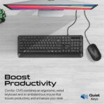 Promate Wired Keyboard and Mouse Combo, Ergonomic Slim Full-Size Quiet Keyboard with 2400 DPI Mouse, Palm Rest, Angled Kickstand and Anti-Slip Silicone Grip for iMac, MacBook Pro, Dell, COMBO-CM5.E/A - Image 2
