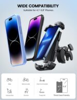 Lamicall Motorcycle Phone Mount, Bike Phone Holder - Upgrade Quick Install Handlebar Clip for Bicycle Scooter, Cell Phone Clamp for iPhone 15 14 13 12 11 Pro Max Mini, Galaxy and More 4.7-6.8" Phone - Image 6