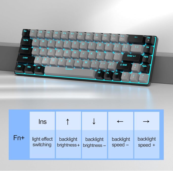 MageGee Portable 60% Mechanical Gaming Keyboard (Grey/Blue Switch) - Image 5
