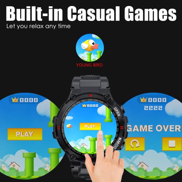 EIGIIS Military Smart Watch Men Outdoor Waterproof Tactical Smart Watch Bluetooth Talk Speaker 1.3 Inch HD Touch Screen Fitness Tracker Compatible with iPhone Samsung (Black) - Image 8