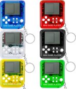 YLMKDE 6PCS Video Game Party Favors: 6 Colors Gamer Keychains with 26 Classic Games, Mini Size Handheld Game Console, Video Games Theme, Not Machine Specific, Yellow