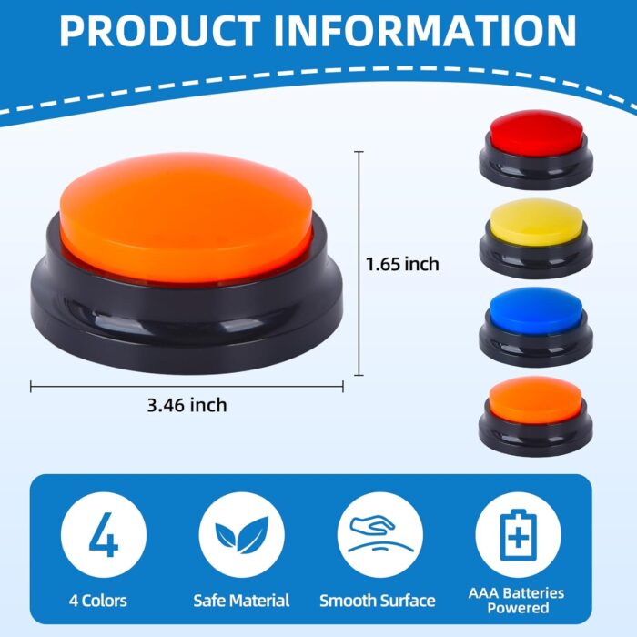 4 Pack Portable AAC Communication Devices for Autism Individuals with Communication Difficulties, Communication Device for Nonverbal Kids, Voice Recording Buttons for Schools, Home, Treatment Courses - Image 3