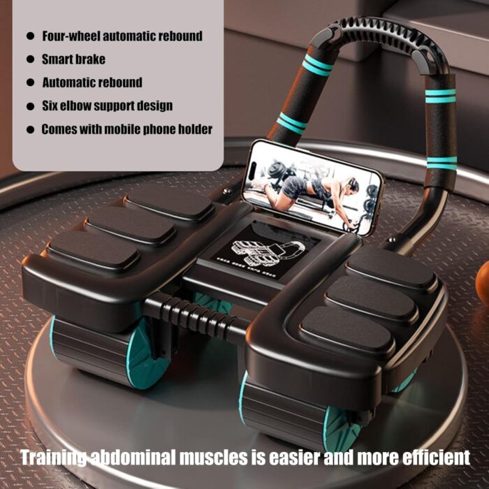 SKY-TOUCH 4-Wheel Automatic Rebound Ab Roller - Ultimate Core Strength Trainer with Elbow Supports, Knee Mat, and Timer for Effective Abs Workouts,36 * 23 * 25cm,Black - Image 8