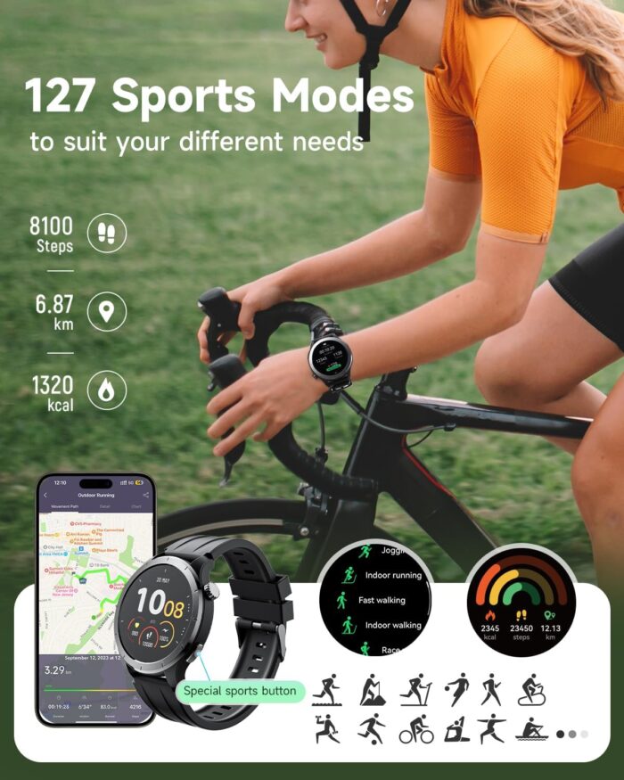 TRUEFREE Watch 1 Smart Watches for Men Women (Make/Answer Calls), 1.53" Fitness Tracker With Heart Rate SpO2 Sleep Stress Monitor 127 Sports Modes IP68 Waterproof, Smartwatch for iPhone Android Phones - Image 4