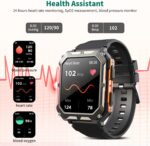 MIGOUFIT Smart watch military for men with call dials that can make calls and answer calls compatible for iOS Android, Fitness Activity tracker with IP68 Waterproof Ai voice, with 123 Sports Modes - Image 6