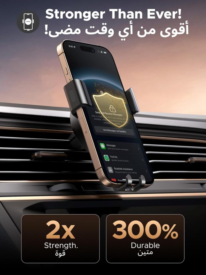 UGREEN Car Phone Holder Car Mount, [360° Rotation for Air Vent], One-hand Auto Lock, Silicone Clip Black Mobile Holder, Fit for iPhone 16/15/14, Samsung S25/24/23, 4.0-7.2" Smartphone Accessories - Image 3