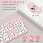 LeadsaiL Wireless Keyboard and Mouse Combo, Full-Sized Ergonomic Computer Keyboard, 2.4GHz Cordless Keyboard Silent Mouse Set with 2-in-1 USB Receiver, 12 FN Shortcuts for Windows Laptop, PC/Mac-Pink - Image 5