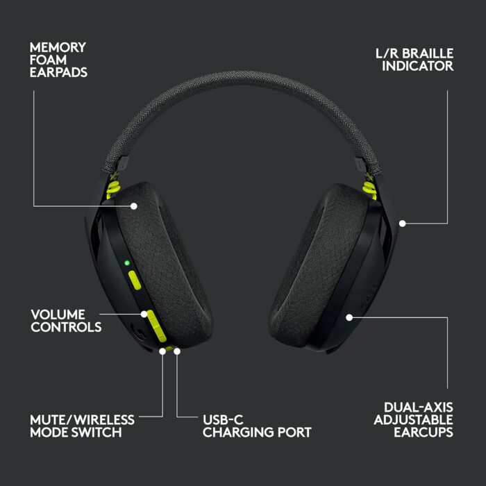Logitech G435 Lightspeed & Bluetooth Wireless Gaming Headset - Ultra Lightweight 165G Over-Ear Headphones, Built-In Mics, 18H Battery, Compatible With Dolby Atmos, Pc, Ps4, Ps5, Mobile - Black - Image 9