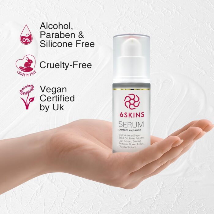 6SKINS® Perfect Radiance Face Serum with 2% Niacinamide+ Vitis Vinifera(Grape) Seed Oil+ PHA |Korean Skincare| For Brightening, Hydrating & Radiant Skin, Glow Serum 30ml - Image 5
